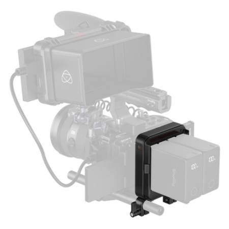 SmallRig 5537 - adapter, płytka na 2x akumulator NP-F z zaciskiem na 2x pręt 15mm LWS - przykład użycia